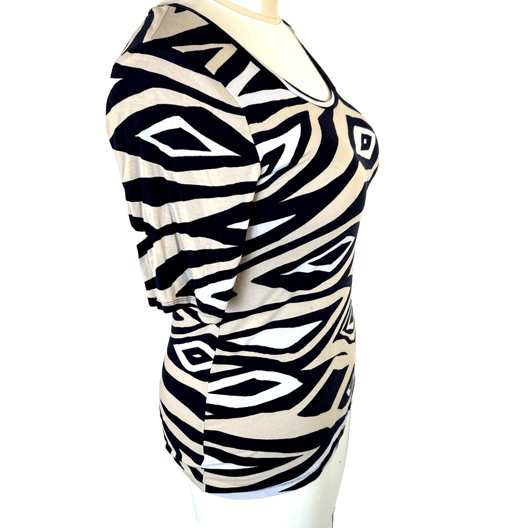 Banana Republic - Women's L Top Stretch Short Sleeve Diamond Ikat Print - Picture 5 of 15